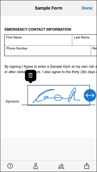 Place your signature and resize it to fit the document