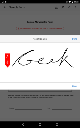 Create your signature and tap the &quot;Done&quot; button