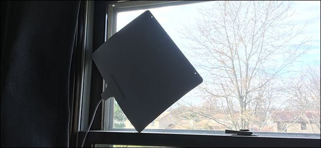 A TV antenna on a window