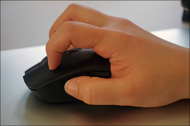 Claw grip on a mouse.