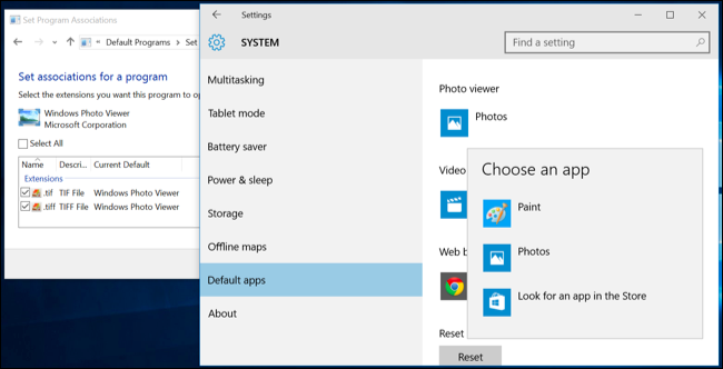 The &quot;Default Apps&quot; window in the Settings app won't display Windows Photo Viewer by default. 
