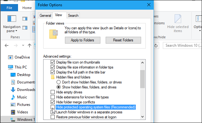 Scroll through the list and untick &quot;Hide Ppotected Operating System Files.&quot; 
