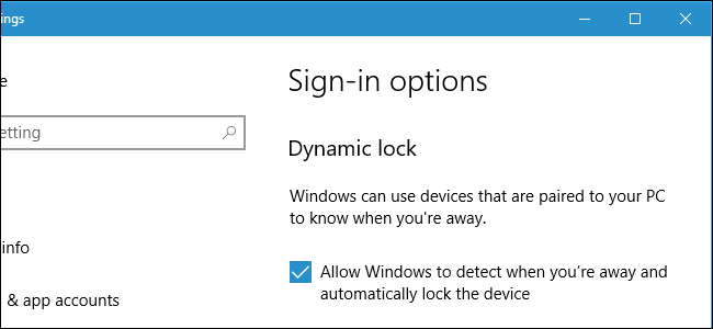 Windows 10's Dynamic Lock Sign-in screen.