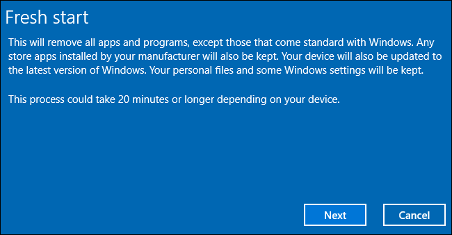 A Fresh Start will reinstall Windows, and may fix errors that are causing Blue Screens of Death. 