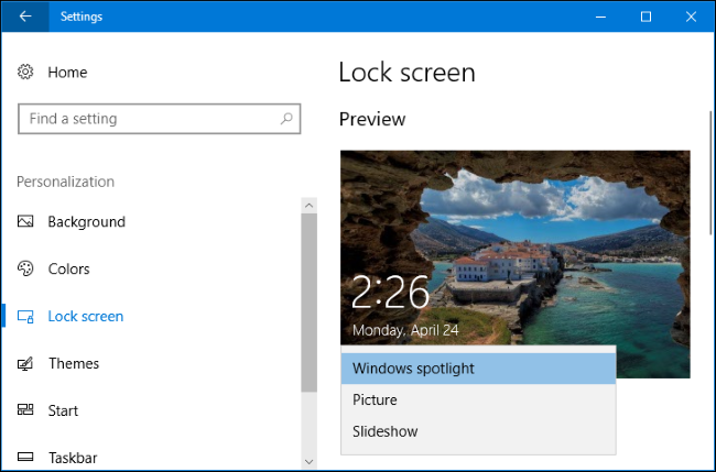 Change the setting from &quot;Windows Spotlight&quot; to whatever you'd like. 