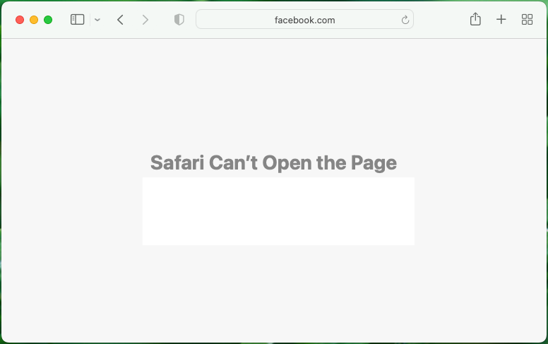 Safari's connection to Facebook was blocked.