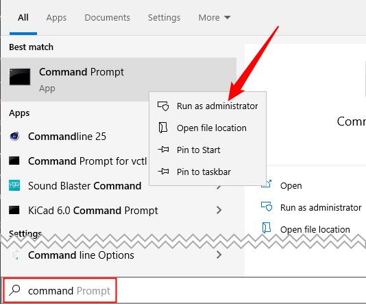 Search "Command Prompt" in the Start Menu. 