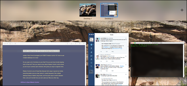 Using Spaces for Virtual Desktops in Mac Mission Control.