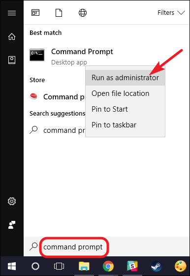 Run Command Prompt as an Administrator from the Start Menu. 