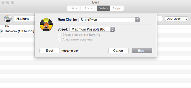 Select your DVD drive and the speed you want, then click &quot;Burn.&quot;