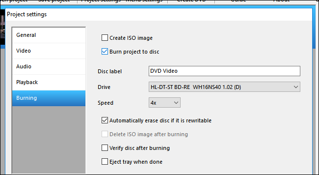 Tick the &quot;Burn Project To Disc&quot; box, and set the DVD label and speed if you want to. 