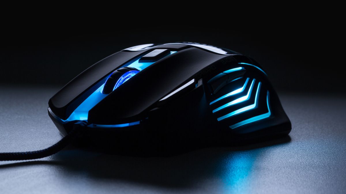 Gaming mouse with a blue glow