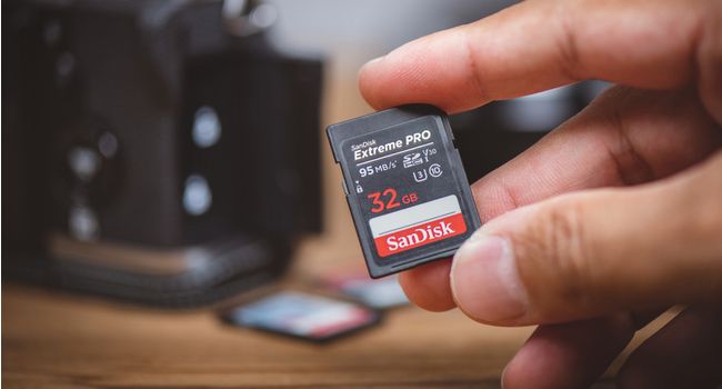 SDHC memory card in-hand