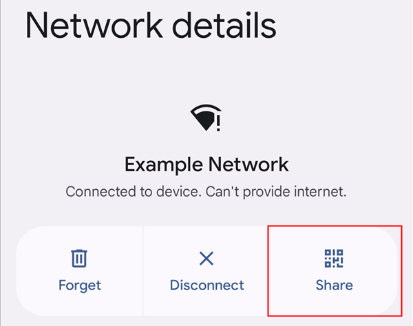 Click &quot;Share&quot; in the Network Details screen. 