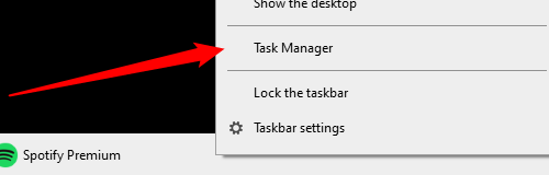 Right-click empty space on the taskbar, then click "Task Manager."