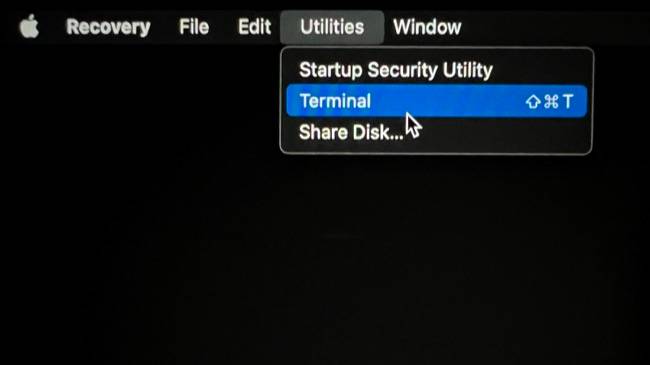 Recovery Mode Utilities menu