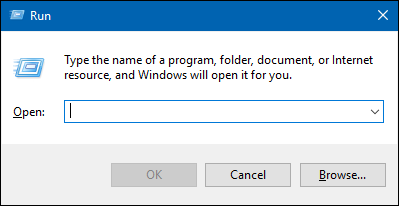 The Run dialog on Windows.