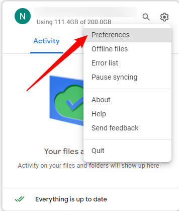 Click the gear icon, then select &quot;Preferences.&quot; 