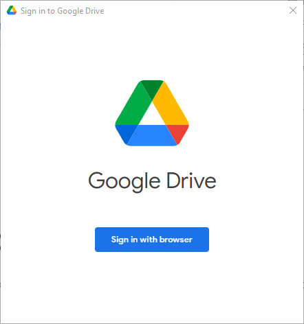 You must sign in to Drive for Desktop with your browser. 