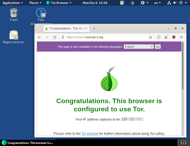 Using Tor in the Tails operating system