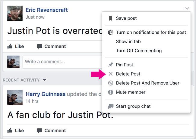 how to remove your facebook post