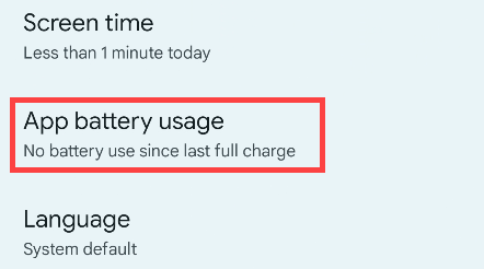 Select "App Battery Usage."