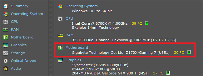 The &quot;Summary&quot; page will display your motherboard. 
