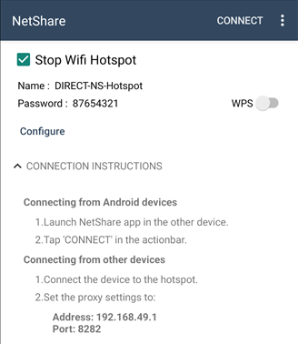 NetShare Wi-Fi tethering app on Android. 