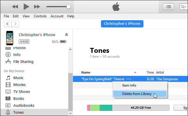 If you want to remove the ringtone, right click and click "Delete from Library." 