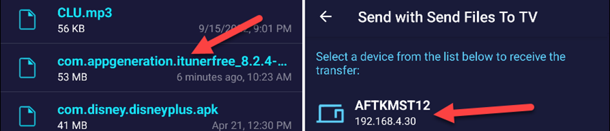 Send the APK file to your Fire TV.