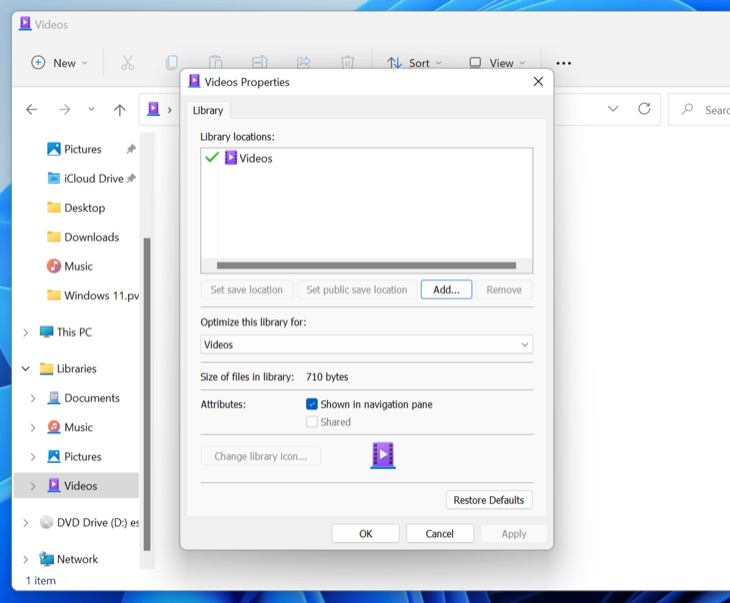 Add folders to your video library in Windows 11