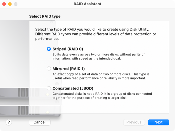 Use RAID Assistant in Disk Utility