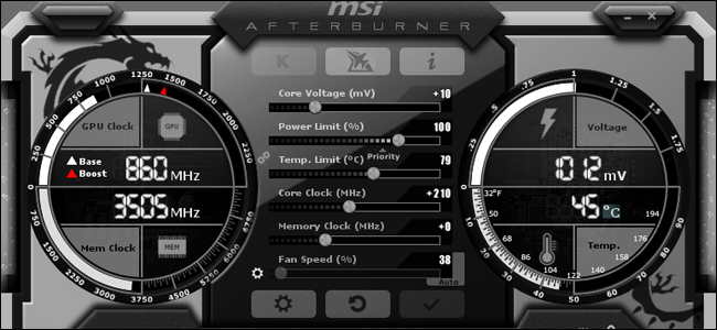 The MSI Afterburner interface