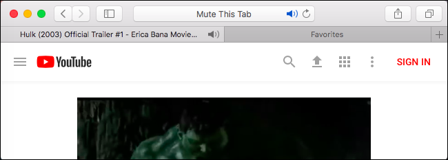 Select the audio icon found in the Safari tab when something is playing