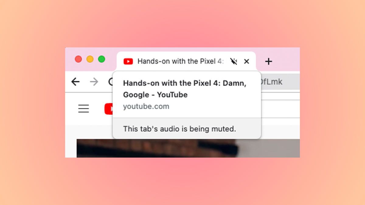 Muted tab playing a YouTube video in Google Chrome