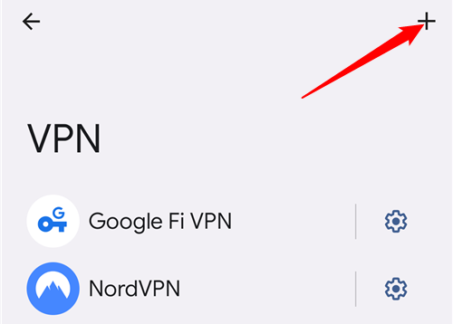 Tap the plus icon to connect a VPN manually. 