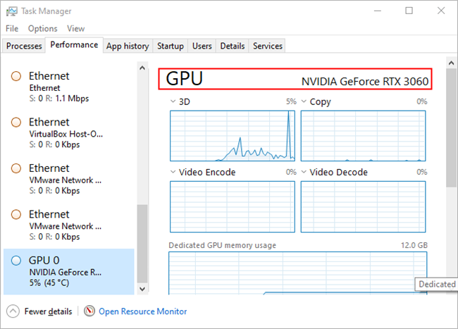 Open the Task Manager, then select &quot;GPU.&quot;