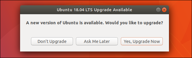 Ubuntu's Upgrade Available window.