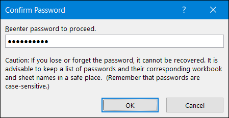 confirm password and click ok