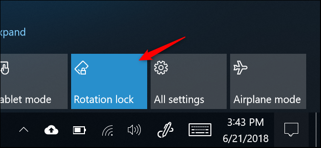 Click "Rotation Lock" to disable automatic rotation. 