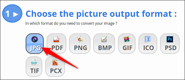 Select JPG from the listed formats.