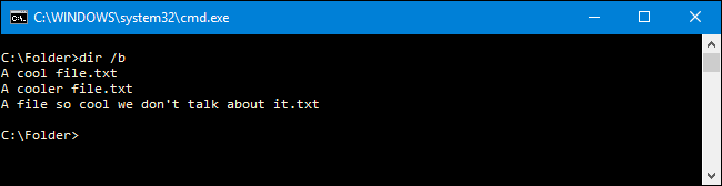 Command Prompt with dir /b output.