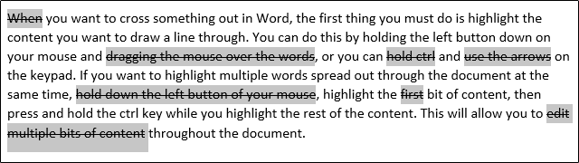Strikethrough Words in Microsoft Word