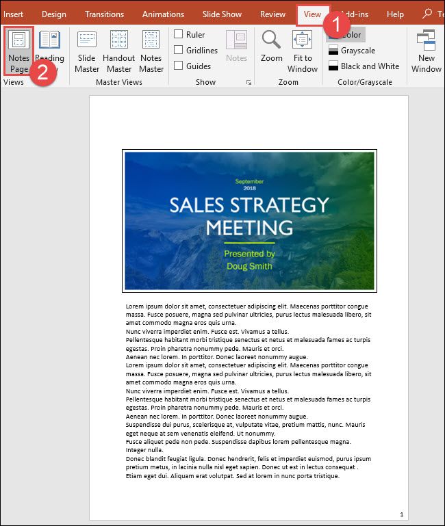 how to print notes in a powerpoint presentation