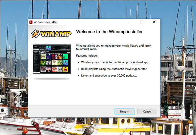 Winamp installer window on Windows.