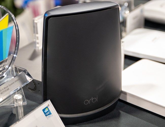 An Orbi Wi-Fi 6 Mesh Router at CES 2023. 