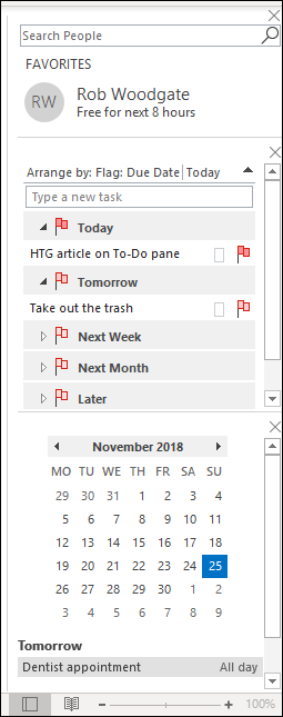 calendar moved to the bottom of the to-do pane