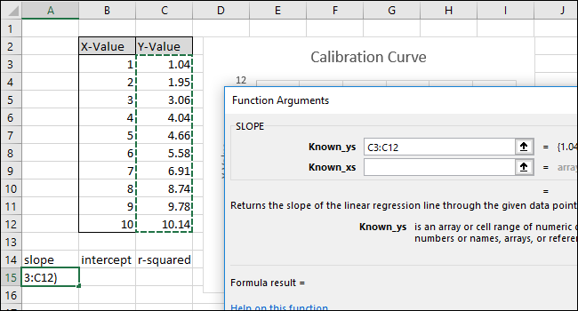 select or type in the Y-Value column cells