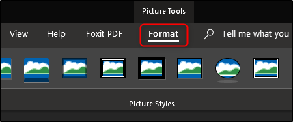 Format tab in ppt