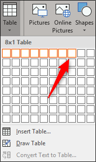 Insert 8x1 table